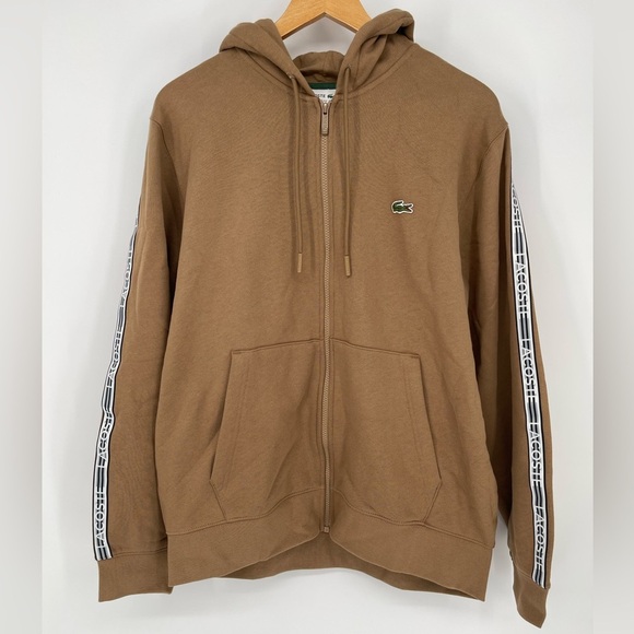 Men’s Lacoste Classic Fit Branded Stripes Zip-Up Hoodie Sweatshirt Size XL - Picture 1 of 4